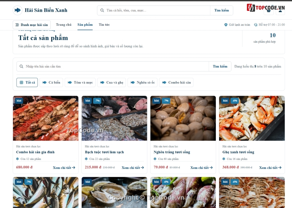 Web bán hải sản,hải sản,bán